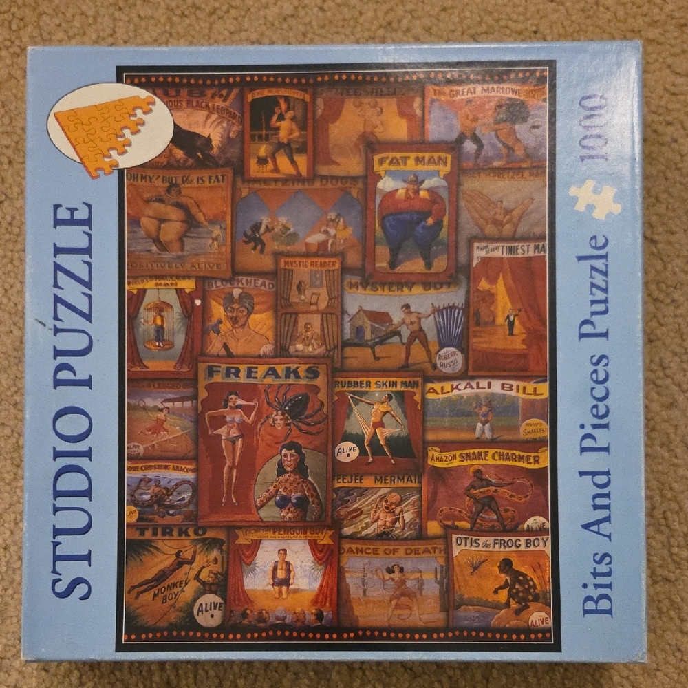 Bits And Pieces Studio Puzzle 1000pc Jigsaw, Sideshow Oddities, Missing 1 Piece